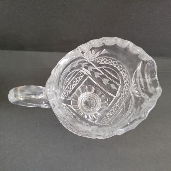Vintage Crystal Sugar & Creamer Set With Etched Floral Design - Picture 6 of 16